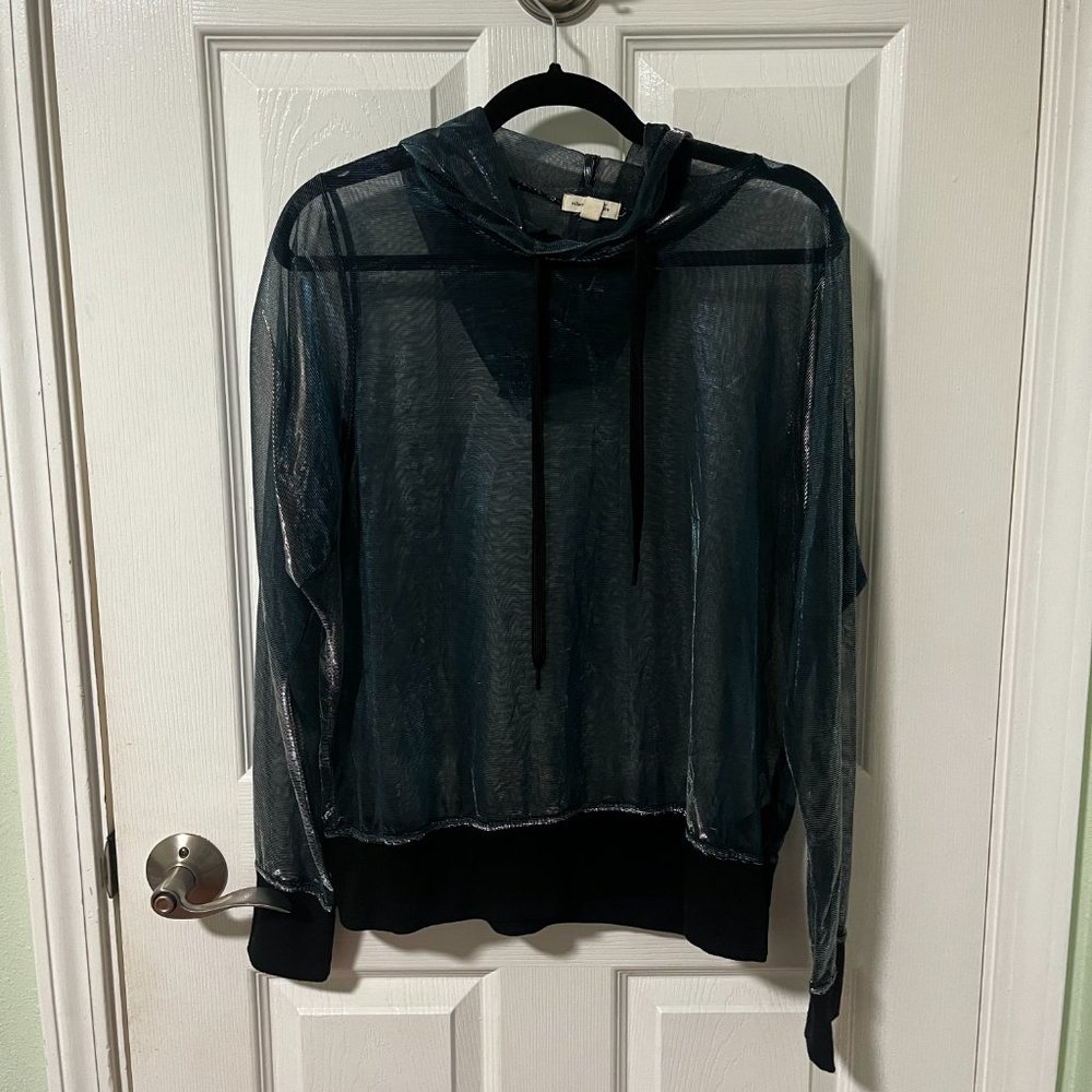 Silence + Noice Urban Outfitters Blue and Silver Iridescent Sheer Hoodie - Picture 2 of 5